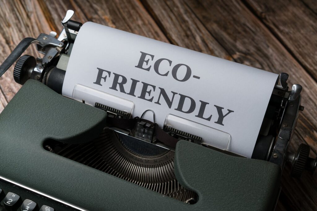 "Eco-friendly" paper on an old typewriter
