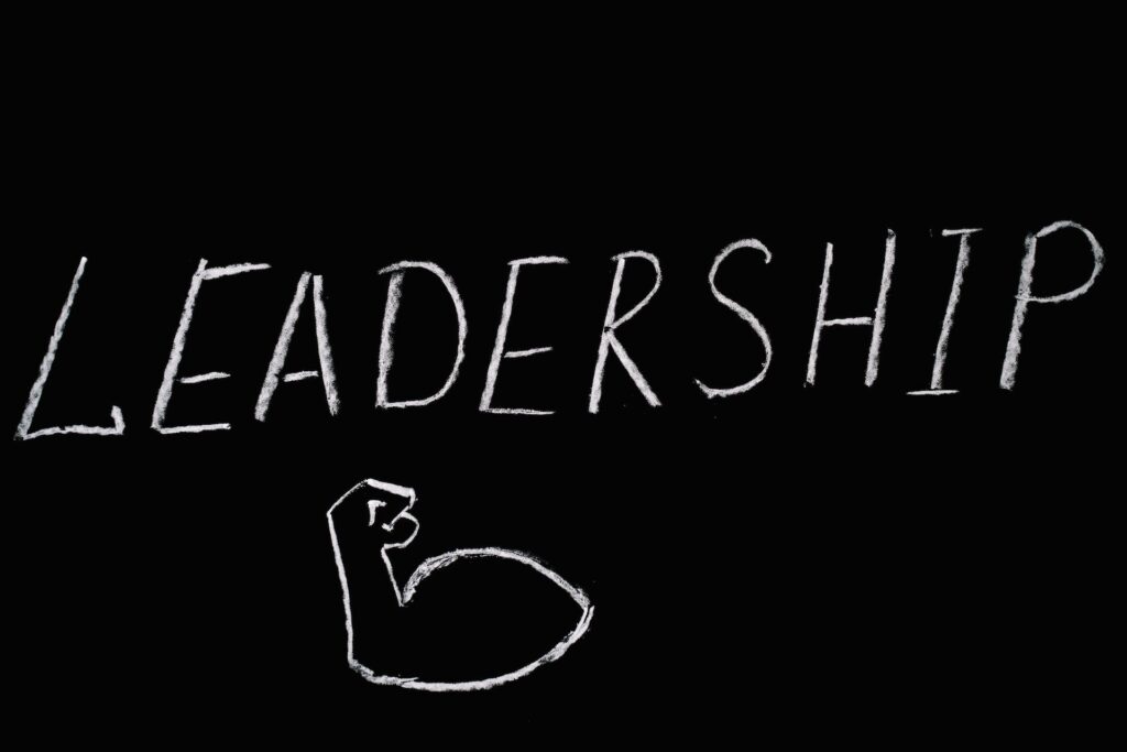 "LEADERSHIP" letters in a black board