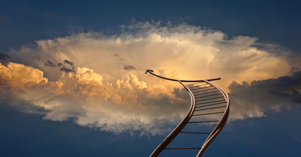 A art of a ladder to the cloudy sky
