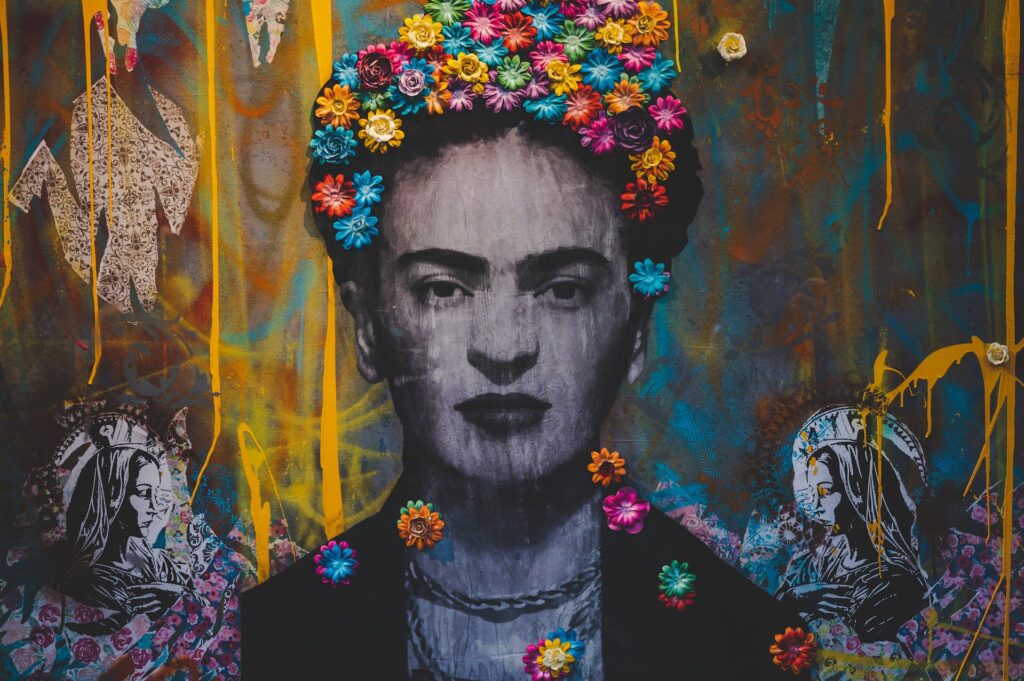 A creative wall art of Frida Kahlo